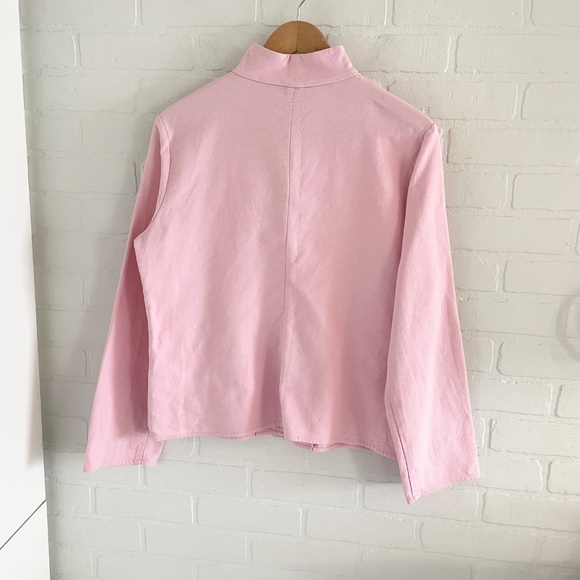 Eileen Fisher Jacket Pastel Darling Seersucker Baby pink Sustainale Pockets Sz M - Picture 2 of 11